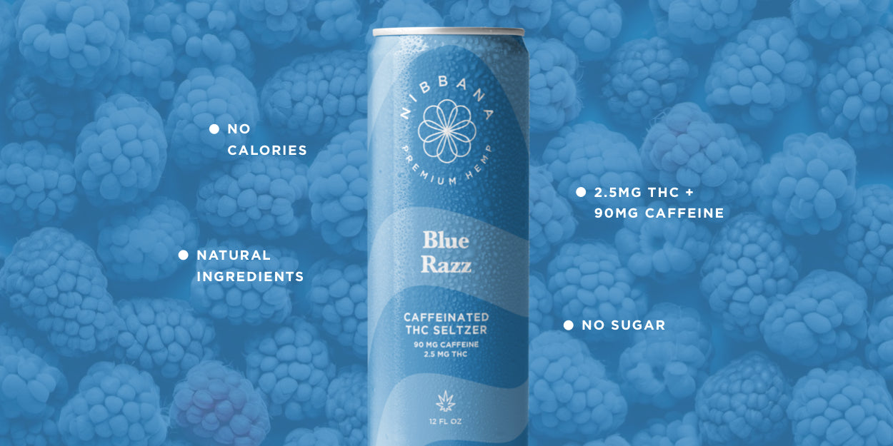 Blue Razz THC Seltzer 4-Pack | 2.5mg Microdose + Caffeine | Nibbana