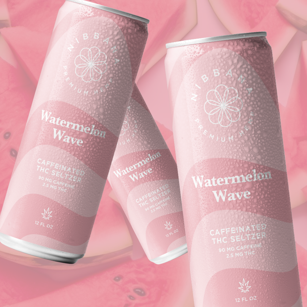 Watermelon Wave Caffeinated Seltzer | Energizing THC Beverage – Nibbana