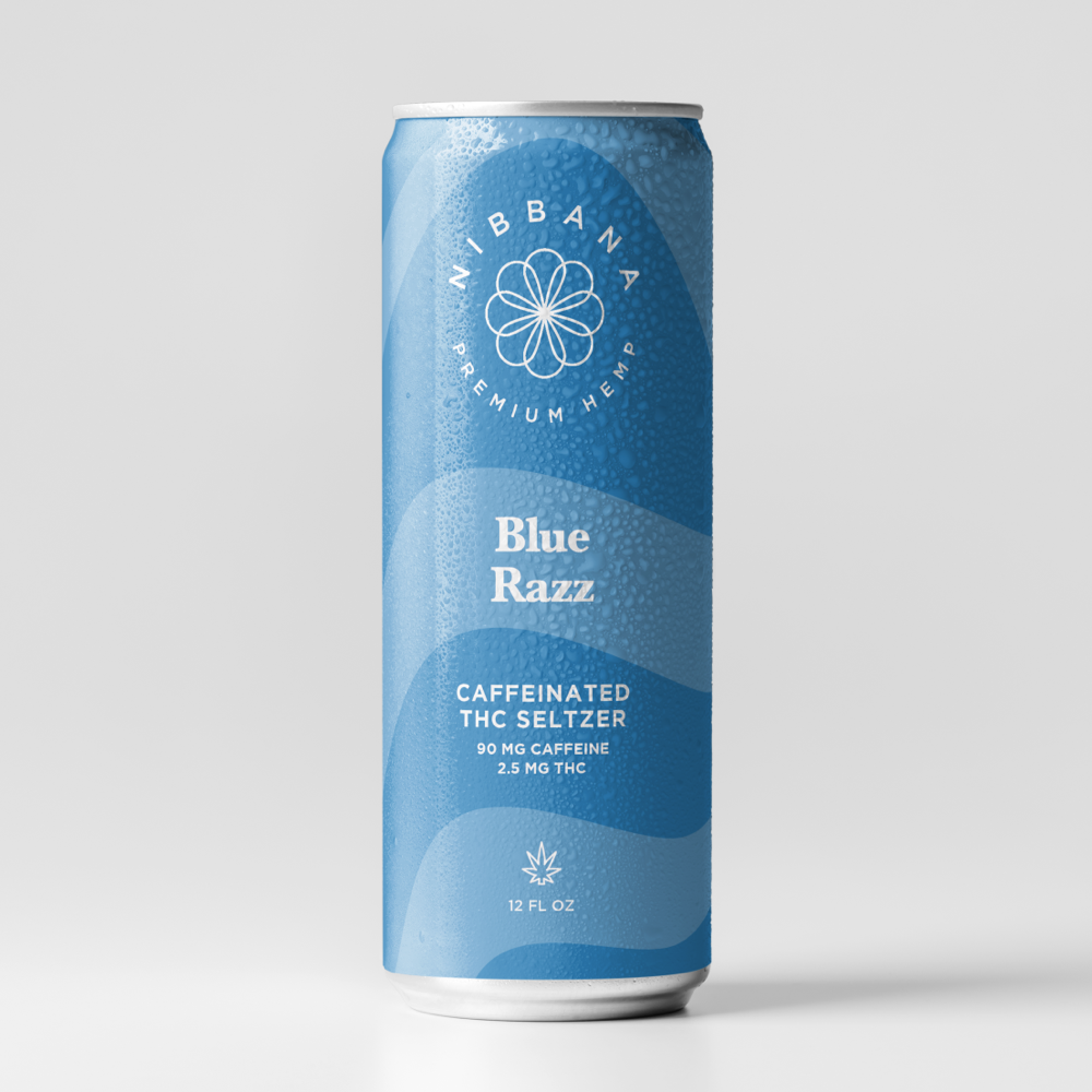 Blue Razz THC Seltzer 4-Pack | 2.5mg Microdose + Caffeine | Nibbana