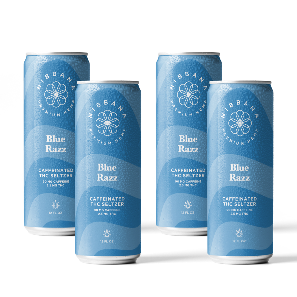 Blue Razz THC Seltzer 4-Pack | 2.5mg Microdose + Caffeine | Nibbana